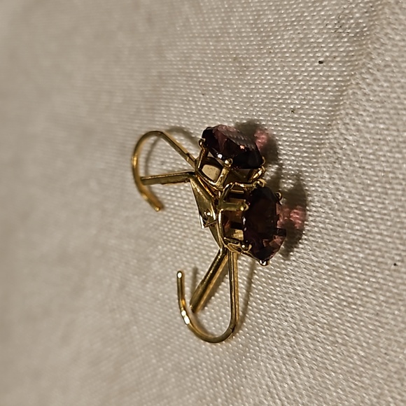 Gold-tone Lavender Rhinestone Dangle Earrings - Picture 6 of 7